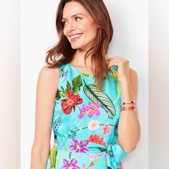 Talbots RSVP Occasion Collection Blue Floral Fit & Flare Dress - Size 12 - Picture 2 of 16